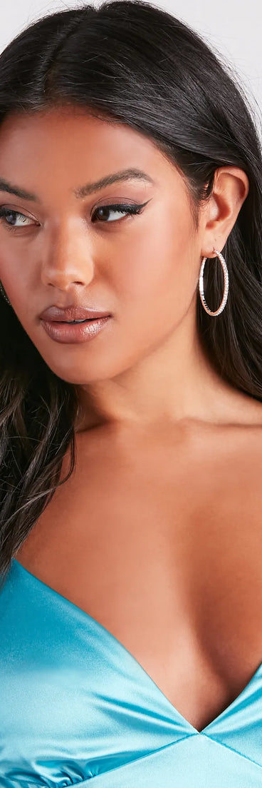 Feelin' Glam Rhinestone Hoop Earrings