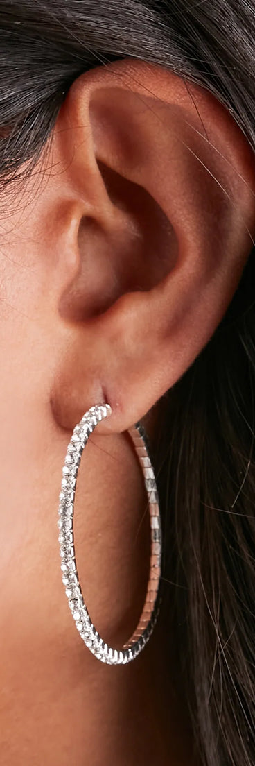 Feelin' Glam Rhinestone Hoop Earrings