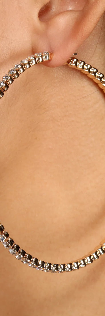 Hello Hot Stuff Rhinestone Hoop Earrings