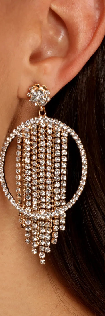 Natural Diva Fringe Rhinestone Hoops