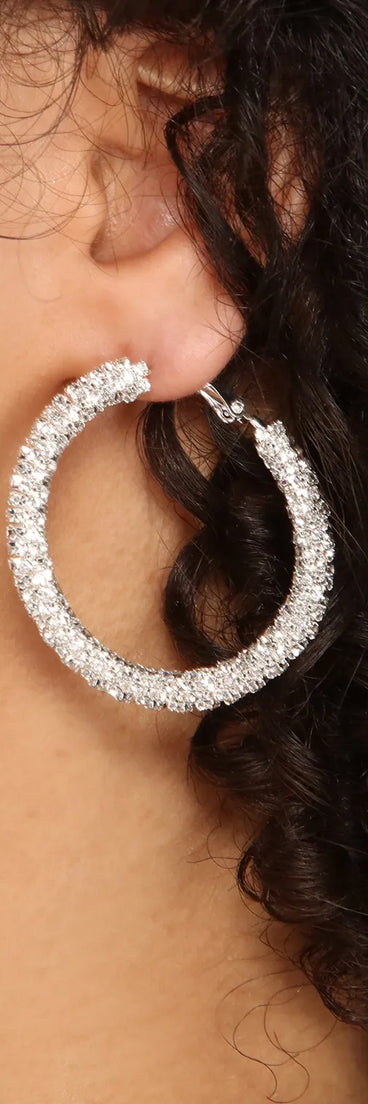 Radiant Rhinestone Tube Hoop Earrings