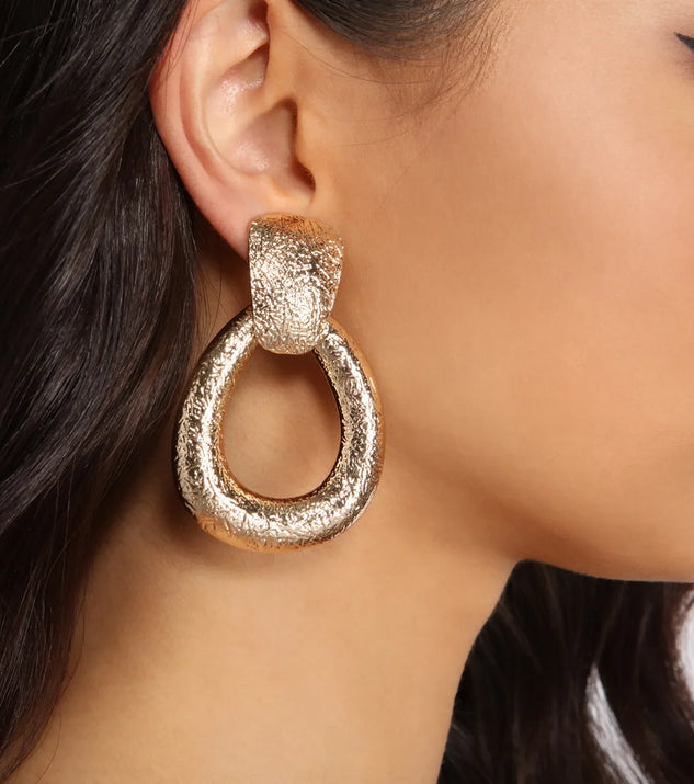 Dedicated To The Glam Oval Door Knocker Earrings