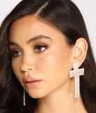 Rhinestone Cross Duster Earrings