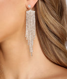 9 Row Rhinestone Fringe Duster Earrings