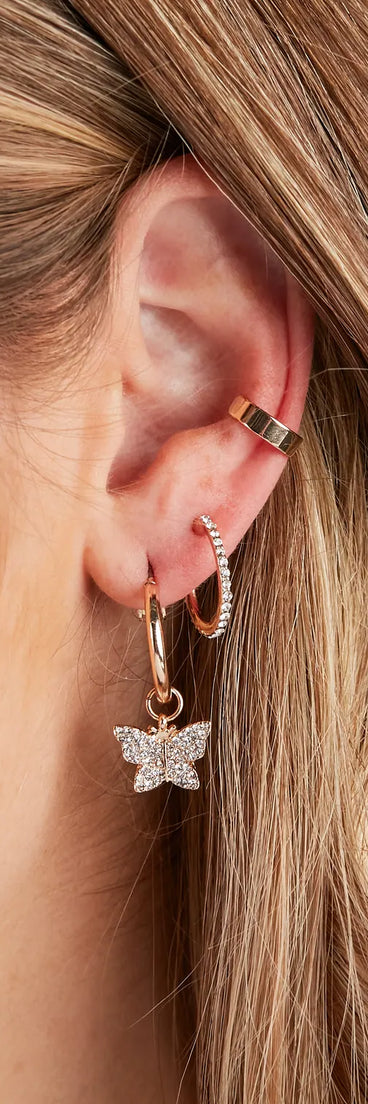 Rhinestone Butterfly Huggies Three Pack