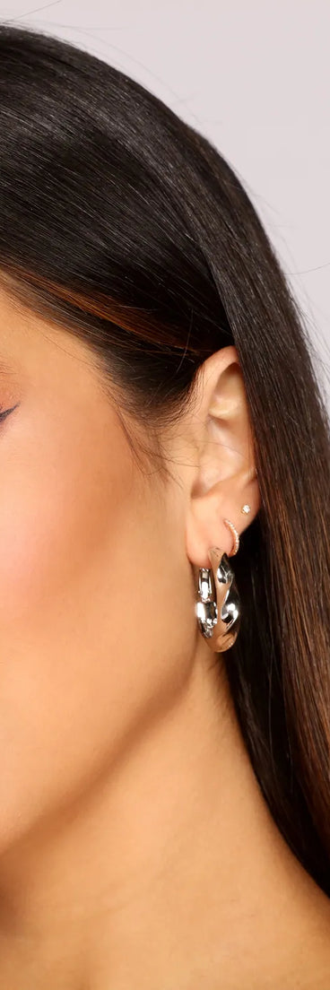 Wavy Textured Mini Hoops