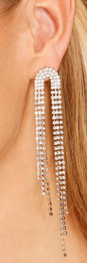 Glam Life Rhinestone Chain Earrings