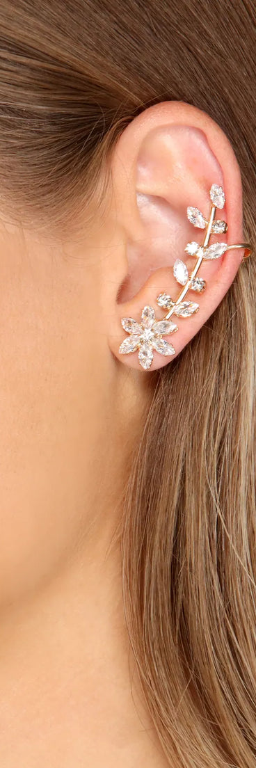 Floral Glow Cubic Zirconia Ear Crawlers