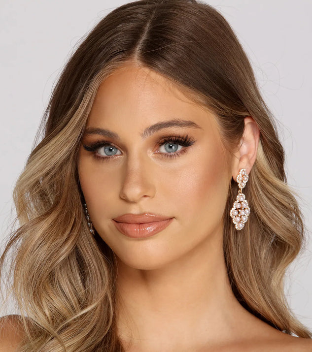 Rhinestone And Pearl Chandelier Earrings