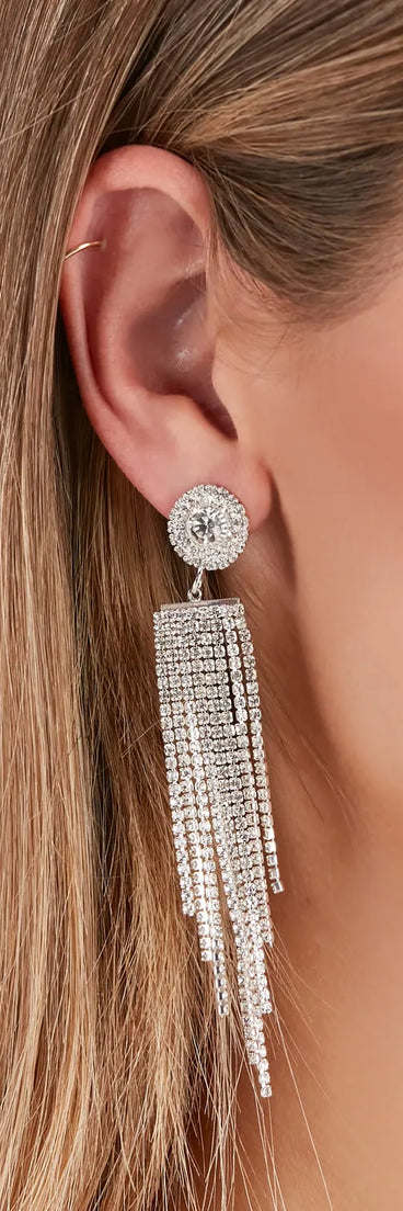 Bring The Dazzle Rhinestone Fringe Earrings