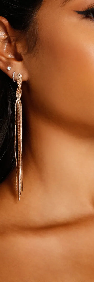 Don't Get Twisted Chain Fringe Drop Earrings
