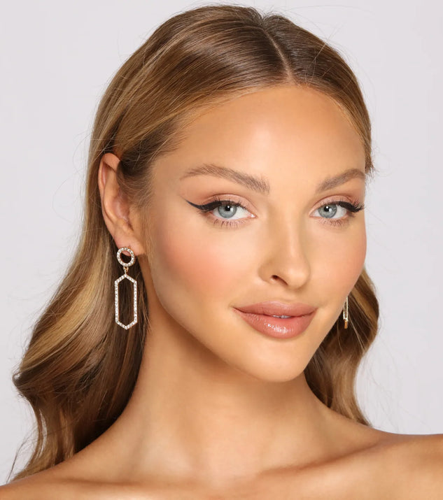 Glam Geometric Rhinestone Earrings