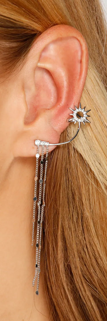 Glowing Glam Starburst Rhinestone Cuff Earring