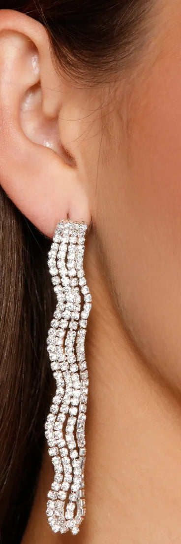 Trendy Glam Rhinestone Fringe Earrings