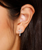 Trendy Rhinestone And Cross Charm Variety Earring Pack