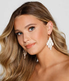 So Adored Rhinestone Leaf Earrings