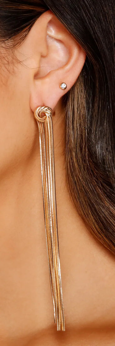 Sleek Chain Fringe Statement Earrings