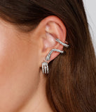 Snake Cuff And Rhinestone Stud Set