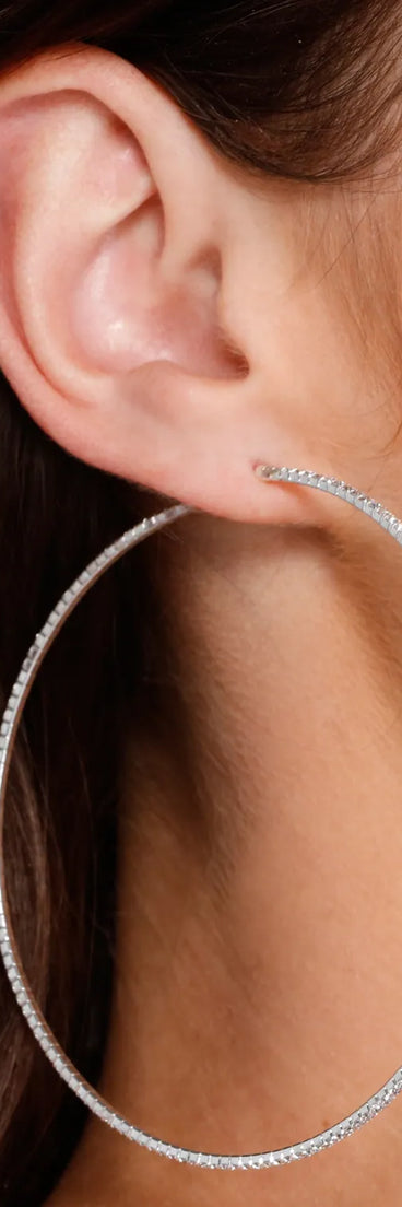 Beautiful Night Rhinestone Thin Hoop Earrings