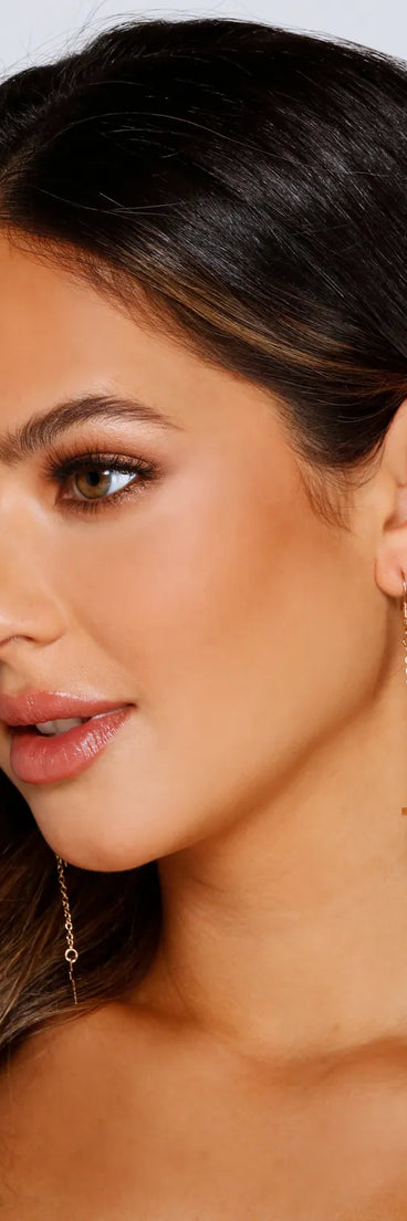 Cross Charm Linear Drop Earrings