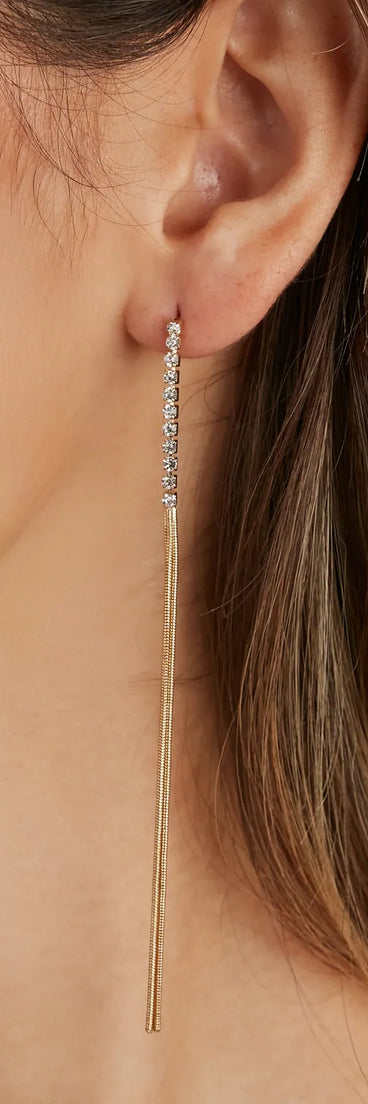Dainty Rhinestone Chain Fringe Earrings