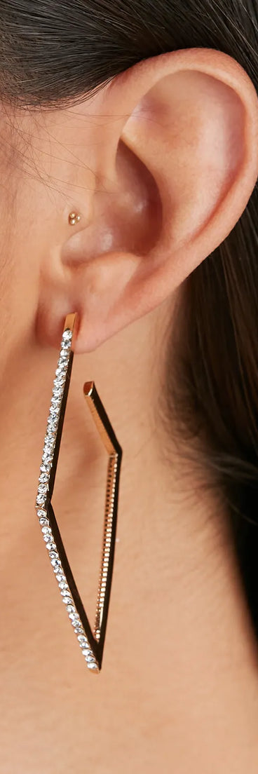Living In Luxe Rhinestone Geometric Hoop