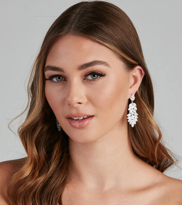 Cubic Zirconia Teardrop Chandelier Earrings