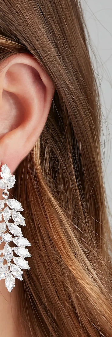 Cubic Zirconia Teardrop Chandelier Earrings