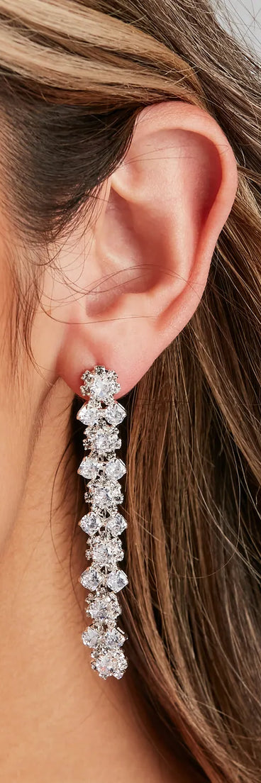 Total Beaut Rhinestone Linear Earrings