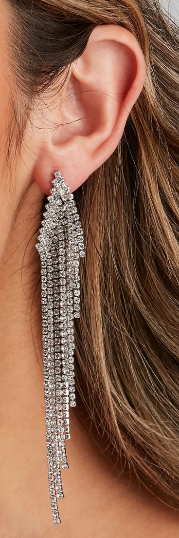 Glam Angel Rhinestone Fringe Earrings