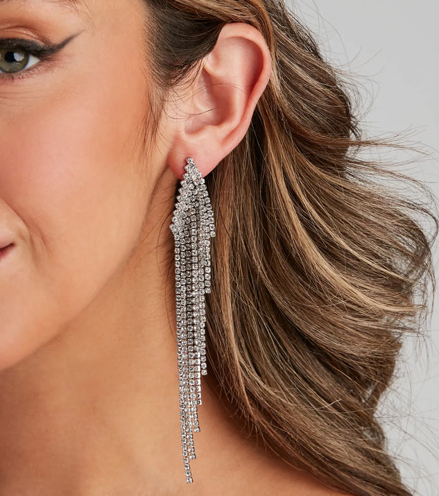Glam Angel Rhinestone Fringe Earrings