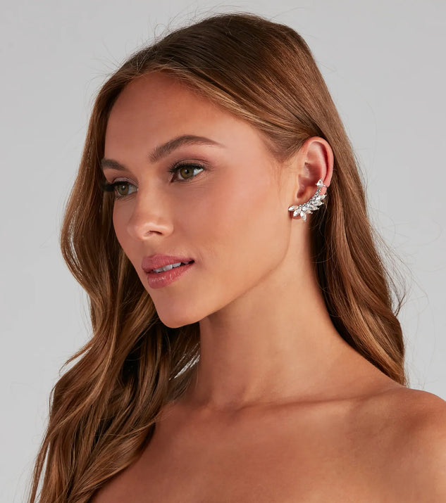 Tantalizing Glam Rhinestone Ear Crawler And Stud Set