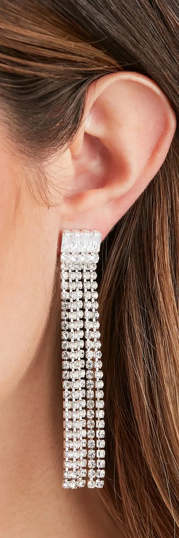 Fringe Benefits Rhinestone Earrings