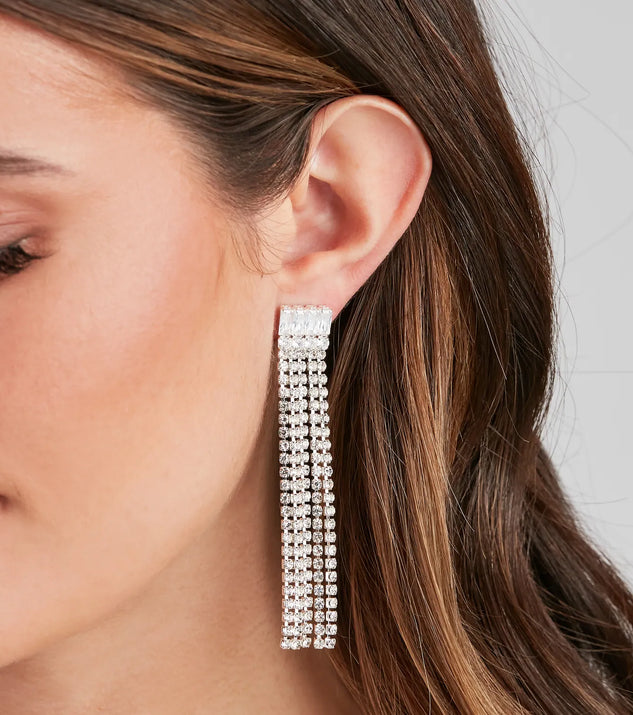 Fringe Benefits Rhinestone Earrings