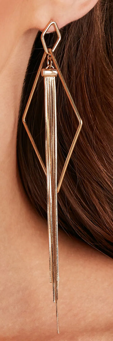 Geo Chic Bangle Fringe Earrings