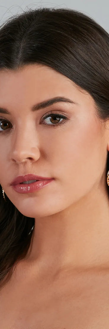 Sophisticated Marble Fan Metal Earrings