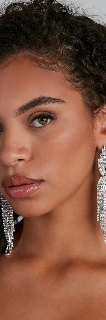 Twisted Rhinestone Fringe Earrings