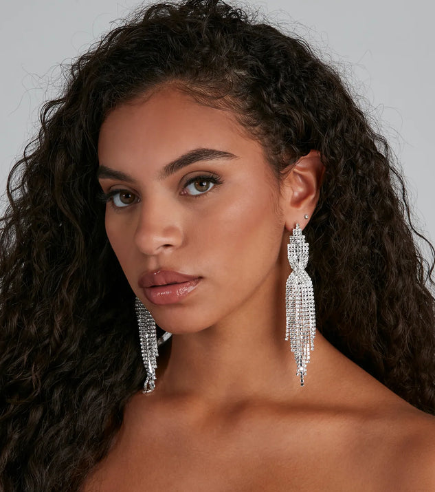 Twisted Rhinestone Fringe Earrings