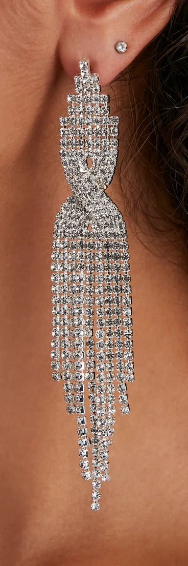 Twisted Rhinestone Fringe Earrings