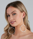 Big Glam Rhinestone Linear Hoop Earrings
