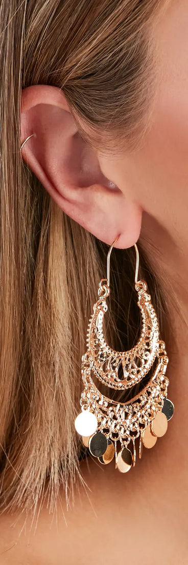 Boho Charm Coin Drop Earrings