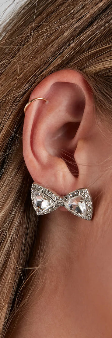 Preppy Glam Bow Stud Earrings