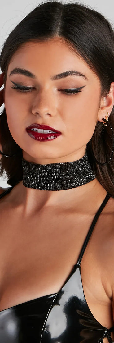 Sleek Rhinestone Hoop Earrings