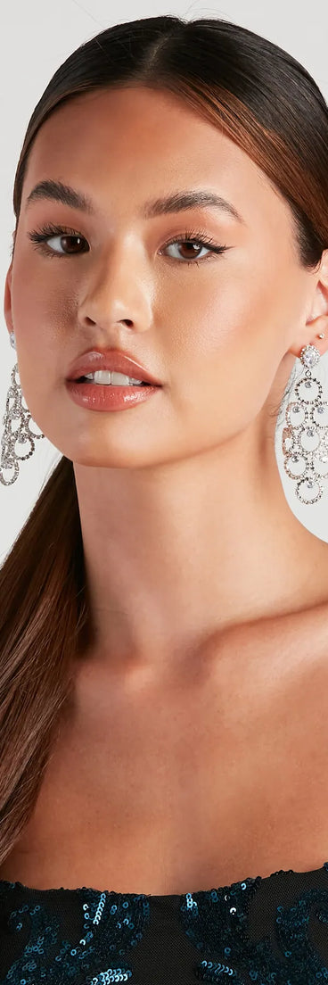 Radiant Details Rhinestone Chandelier Earrings