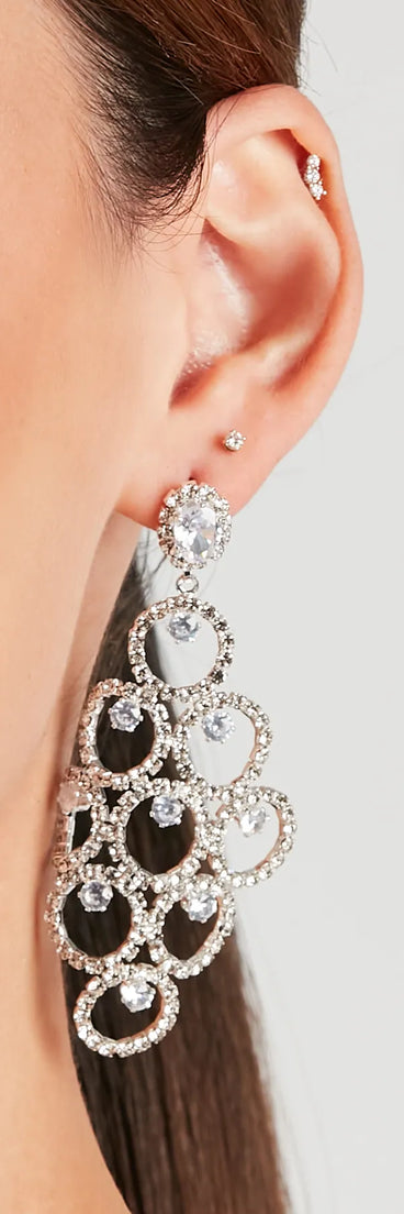 Radiant Details Rhinestone Chandelier Earrings