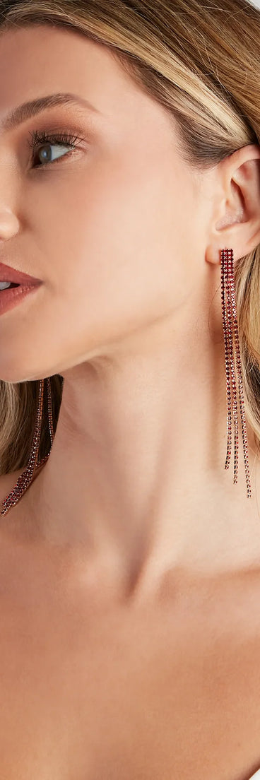 Glamorous Babe Rhinestone Fringe Earrings