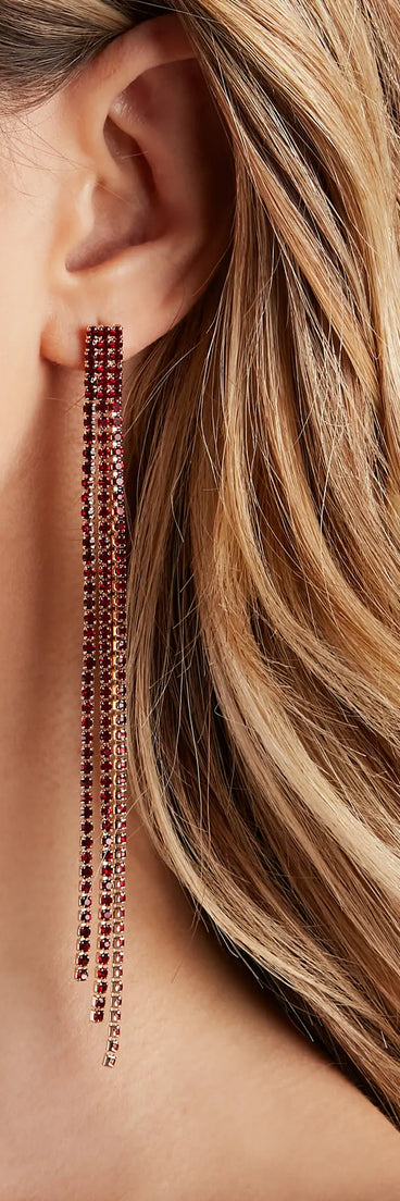 Glamorous Babe Rhinestone Fringe Earrings