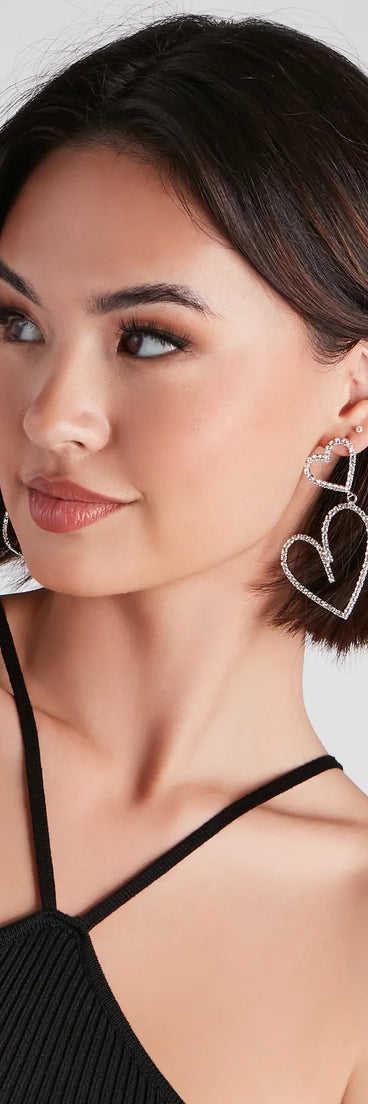 Love The Glam Vibes Rhinestone Heart Earrings