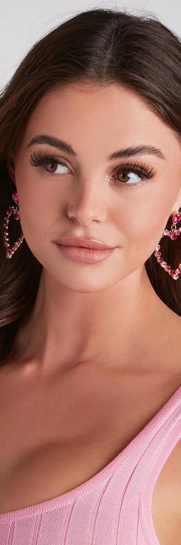 Way To My Heart Rhinestone Hoop Earrings