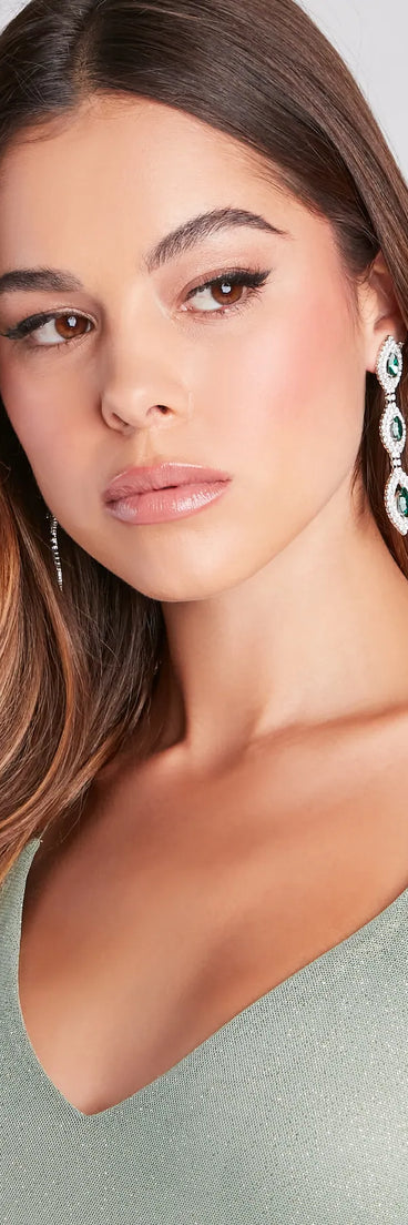 She's So Glam Gemstone Drop Earrings